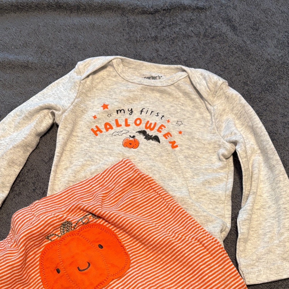 Carter's Gray and Orange Halloween Baby Set